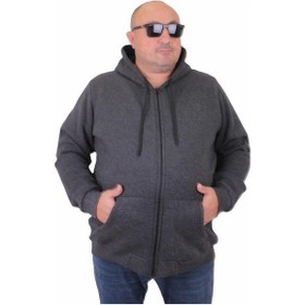 Resim Starbattal Büyük Beden Unisex Kapüşonlu 3Ip Sweat 11701 Antrasit Melanj-Antrasit Melanj 