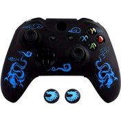 Resim Sunshine022 Siyah Mavi Ralan Xbox One S Kumanda Kılıfı Hafif Laser Desen Joystick Kapaklı 