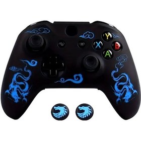 Resim Sunshine022 Siyah Mavi Ralan Xbox One S Kumanda Kılıfı Hafif Laser Desen Joystick Kapaklı 