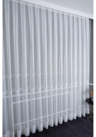 Resim Nevra 1/2 Orta Pileli Çelik Düz Desen Ütü İstemez Kırışmaz Yeni Sezon Salon Oda Tül Perdesi Ekru 