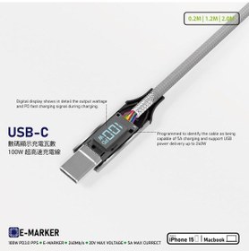 Resim Cl200 100w 5a Pd Şarj Kablosu 200 Cm Güç Göstergeli Şarj Data Kablosu 480mps Type-c Type-c Pd 3.0 Pps Sku: Smg8690010633620 