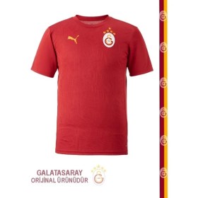 Resim Galatasaray Orijinal Kırmızı Puma A Takım Antrenman 5 Yıldız T-Shirt Atkı ve Hediyelik Ahşap Kutulu 