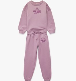 Resim Koton Regular Fit Nakışlı Pamuk Karışımlı Eşofman Takımı Pembe 6wkg10221ak Gül 