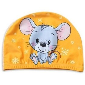 Resim Çocuklar İçin Sarı Mick Deniz Havuz Bonesi, Likralı Bez Bone Yüzü Turuncu 