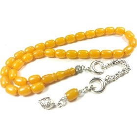 Resim Gümüş Kaplama Püsküllü Çift Zımpara Çift Cilalı Sıkma Kehribar Sertifikalı 4353 