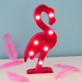 Resim Led Işıklı Flamingo Gece Lambası Açık Kahverengi 