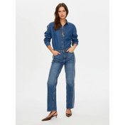 Resim Faik Sönmez Kontrast Bant Detaylı Wide Leg Fıt Kadın Jean Pantolon W26JPN004 (UW26JPN004) 