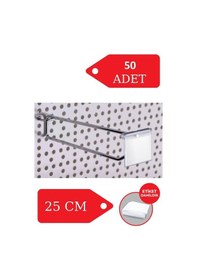 Resim Delikli Pano Kancası 25 Cm Etiket Askılı Raf Askısı Raf Kancası Mağaza Düzenleme 50 Adet 