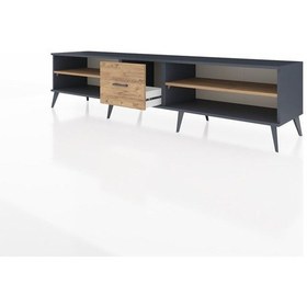 Resim Hyperion Tv Ünitesi 2 Raflı Tek Çekmeceli 220x44x51 Antrasit-çam Atlas Çam/atlas Çam - Antrasıt 