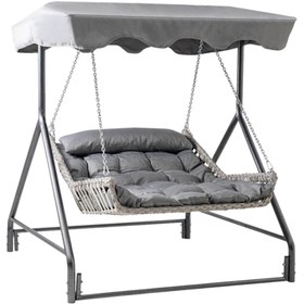 Resim Bed | Çiftli Rattan Bahçe Salıncağı | Rehome Balkon Salıncağı - Beyaz 