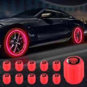 Resim 8'li Paket Parlak Kafa Lastik Valf Kapakları, Evrensel Uygunluk Lüminan Araba Tekerlek Hava Kapatma Kapakları için SUV, Bisiklet, Kamyon, Motosiklet - Plastik Malzeme 