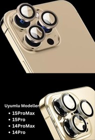 Resim PSGT Iphone 14 Pro Max / 14 Pro Uyumlu Altın Kamera Lensi Koruyucu 