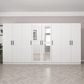 Resim Minar Kale 8 Kapak Aynalı 2 Çekmece Zincir Dolap - Beyaz 210 cm 