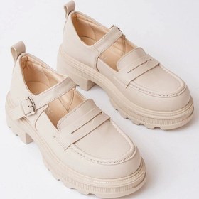 Resim Bej Süet Kadın Günlük Yüksek Tabanlı Loafer Ayakkabı Bej 