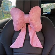Resim Sunshine022 Pembe Kelebek Papyon Desenli 2li Araç Baş Yastığı Yumuşak Boyun Desteği 