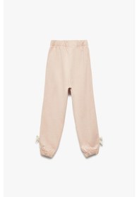 Resim Koton Kız Bebek Pamuklu Beli Lastikli Fiyonk Detaylı Şardonlu Jogger Eşofman Altı Pembe 