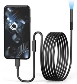 Resim Tokurtech ios-Iphone Uyumlu Yılan Endoskop Kamera Full Hd 5 Mt Su Geçirmez Ledli Sert Kablo 7 Mm 