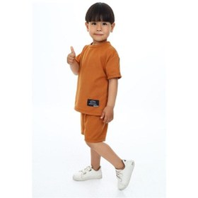 Resim Bisiklet Yaka Şortlu Erkek Çocuk Şortlu Takım Beyaz - İndigo 