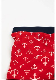 Resim Adisia Erkek Bebek Kırmızı Gemi Çapalı Şort Mayo Kırmızı 