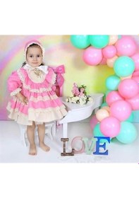 Resim H L Y Karol Tasarım Pembe Vintage Kız Bebek Elbisesi, Fotoğraf Çekim Elbisesi, Kız Bebek Hediyesi, 0-12 Yaşa Uygun Pembe 