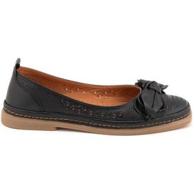 Resim Mammamia D25ya-300 Fiyonk Detaylı Kadın Deri Babet Siyah 