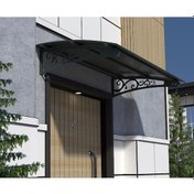 Resim Metal Taşıyıcılı Kapı Üstü Pratik Sundurma Antrasit - Siyah Levha 120 X 120 Md2 