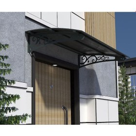 Resim Metal Taşıyıcılı Kapı Üstü Pratik Sundurma Antrasit - Siyah Levha 120 X 120 Md2 