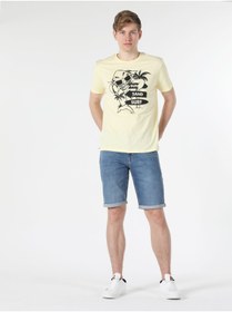 Resim Colin’s Regular Fit Bisiklet Yaka Baskılı Sarı Erkek Kısa Kol Tişört Cl1058713 