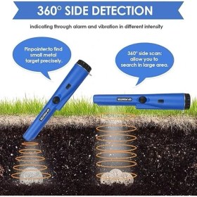 Resim Lidyahan Store Shine Metal Dedektörü, Pinpointer, Su Geçirmez Taşınabilir Metal Detektörü, Entegre LED Göstergeli, 360° Tarama Iğnesi, Pointer Altın, Madeni, Para Avı Için Metal Vizör, Takı, Mavi 