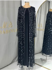 Resim Modabanuda Perla 2'li Takım Taşlı Abaya Siyah 