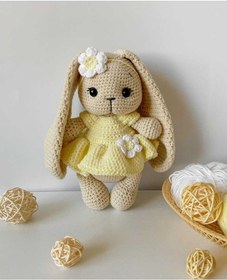 Resim Amigurumi Uzun Kulaklı Tombik Tavşan Papatya 