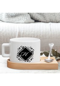 Resim Bk Gift Kişiye Özel Baş Harf İsimli Ahşap Altlıklı Seramik Fincan-7 , Meslek Hediyesi, Yeni İş Hediyesi Kobitmeyen138076 Bk Gift 