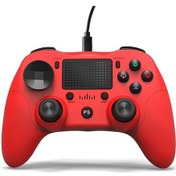 Resim Kırmızı Usb Kablolu Ps4 Oyun Kolu, Çift Joystick Ve Dokunmatik Panel İle Ps4/pro/slim Uyumlu 