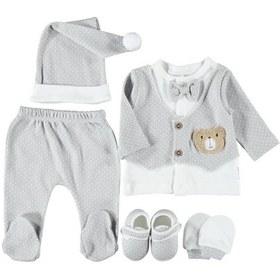 Resim Uykucu Ayıcık Nakışlı 5'li Zıbın Set Pembe 