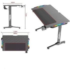 Resim Twısted Mınds T Desıgn Tm-t-1060-rgb Karbon Fiber E-spor Oyuncu Masası Abanoz - Beyaz 