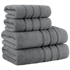 Resim 4 Lü Banyo Havlusu Seti Dora Gri - 70x140 Gri 