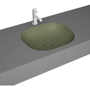 Resim VitrA Plural 7810b475-1083 Kare Alçak Tezgahaltı Lavabo, Clean, 45 Cm, Mat Yosun Yeşili 