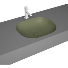 Resim VitrA Plural 7810b475-1083 Kare Alçak Tezgahaltı Lavabo, Clean, 45 Cm, Mat Yosun Yeşili 