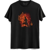 Resim Avatar The Last Airbender Anime Baskılı Siyah Tshirt 
