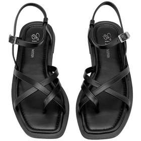 Resim Elit Raveena Kadın Hakiki Deri Ortopedik Düz Sandalet Siyah Siyah 