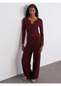 Resim Dilvin 70163 Beli Lastikli Yünlü Triko Pantolon-bordo M. Bordo M. 