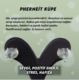 Resim OSMANLI DEĞERLİ TAŞ Sertifikalı Prehneit Doğal Taş Küpe - 10mm Yuvarlak Açık Yeşil 