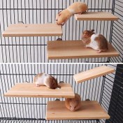 Resim 1 adet Hamster Ayakta Durma Platformu, Kare Ahşap Yükseltme Zıplama Tahtası, Hamster Asılı Oyuncak 