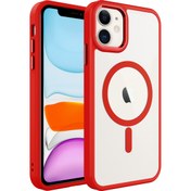 Resim Apple iPhone 11 Wireless Şarj Özellikli Buttom Magsafe Silikon Kapak Kırmızı Kılıf Gpack