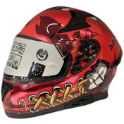 Resim Shiro Katana Sv Psyco Kapalı Kask Bordo - Turuncu 