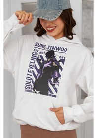 Resim Sevbano Solo Leveling Sung Jin-woo Baskılı Unisex Oversize Anime Karakter beyaz 