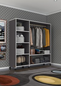 Resim Kenzlife giysi dolabı mükremin 150*150*40 gri gardırop tekerlekli 