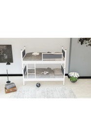 Resim Metalia Gm 128 Star Ahşap Metal Ranza Beyaz-Antrasit Gri 