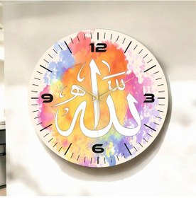 Resim Renkli Baskı Dini Desenli Sayılı Hediyelik Ahşap Sesssziz Duvar Saati 50cm ÇOk Renkli 