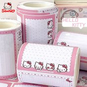 Resim 1 Rulo 150 Sayfa Sanrio for hello kitty Kendinden Yapışkan Etiketler - Zarf, Fotoğraf Albümü, Dergi ve Bagaj Etiketleri için Sevimli Karikatür Tasarımı - Oyuncağa Sahip Sevimli İllüstrasyonlarla Pembe Düzenli Arka Plan, Etiket Etiketleri 